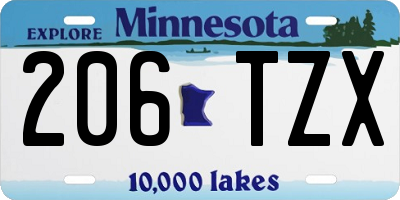 MN license plate 206TZX