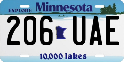 MN license plate 206UAE