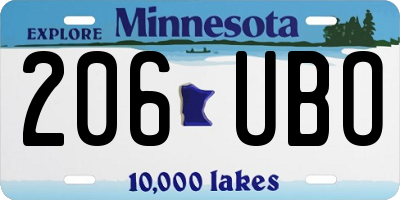 MN license plate 206UBO