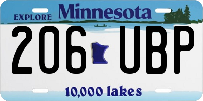 MN license plate 206UBP