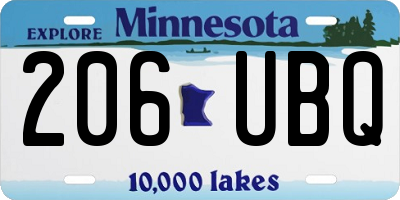 MN license plate 206UBQ