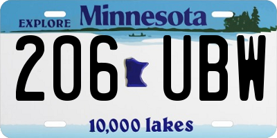 MN license plate 206UBW