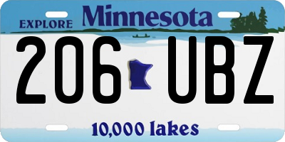 MN license plate 206UBZ