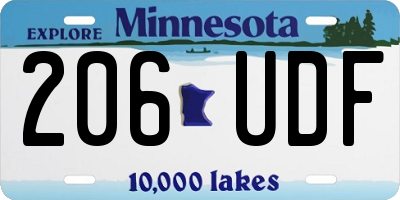 MN license plate 206UDF