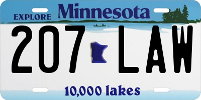 MN license plate 207LAW