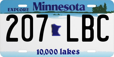 MN license plate 207LBC