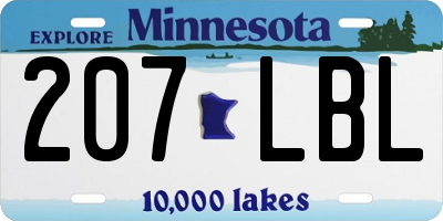 MN license plate 207LBL