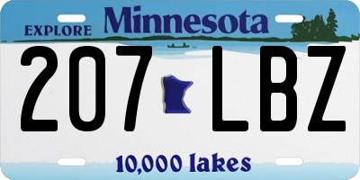 MN license plate 207LBZ