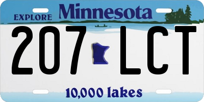 MN license plate 207LCT