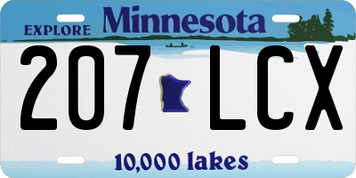 MN license plate 207LCX