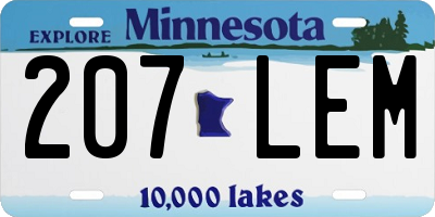 MN license plate 207LEM