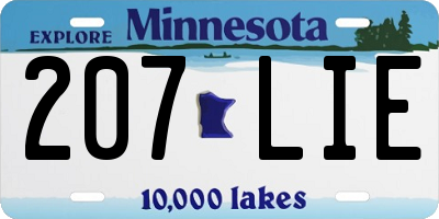 MN license plate 207LIE