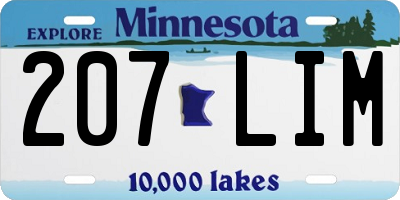 MN license plate 207LIM