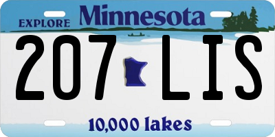 MN license plate 207LIS