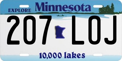 MN license plate 207LOJ