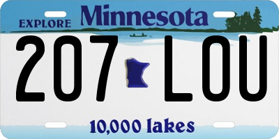 MN license plate 207LOU