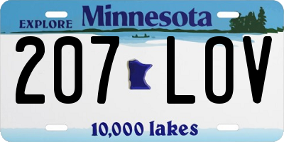 MN license plate 207LOV