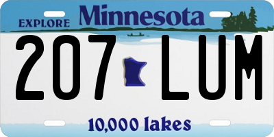 MN license plate 207LUM