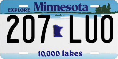 MN license plate 207LUO