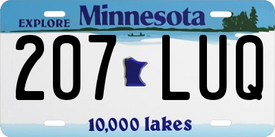 MN license plate 207LUQ