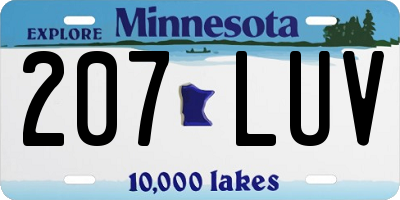 MN license plate 207LUV