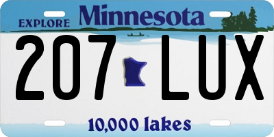MN license plate 207LUX