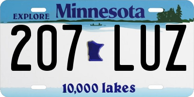 MN license plate 207LUZ