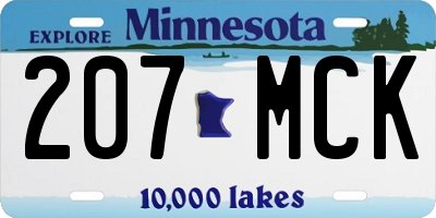 MN license plate 207MCK