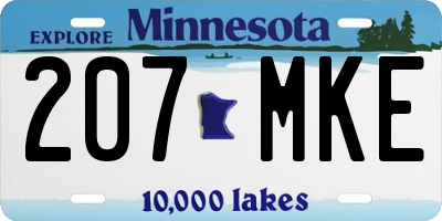 MN license plate 207MKE