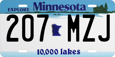 MN license plate 207MZJ