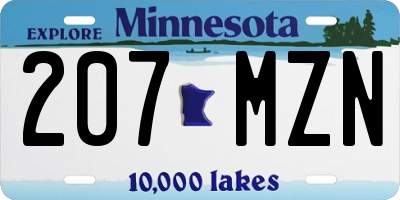 MN license plate 207MZN