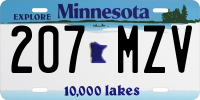 MN license plate 207MZV