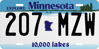 MN license plate 207MZW
