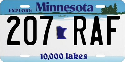 MN license plate 207RAF