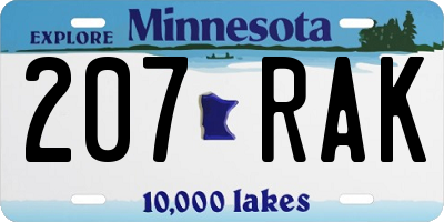 MN license plate 207RAK