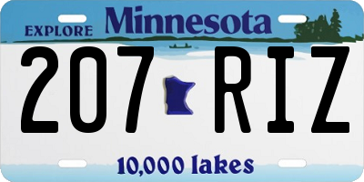 MN license plate 207RIZ