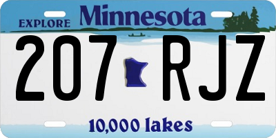 MN license plate 207RJZ
