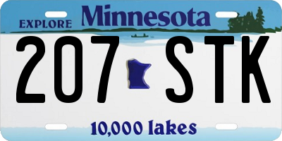 MN license plate 207STK