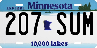 MN license plate 207SUM
