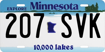 MN license plate 207SVK