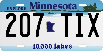 MN license plate 207TIX