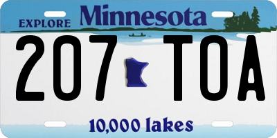MN license plate 207TOA