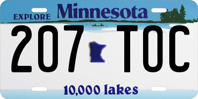 MN license plate 207TOC