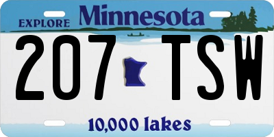 MN license plate 207TSW