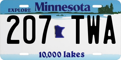 MN license plate 207TWA