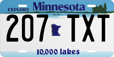 MN license plate 207TXT