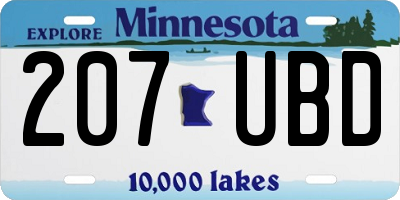 MN license plate 207UBD