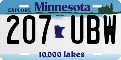 MN license plate 207UBW