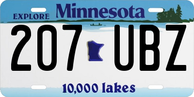 MN license plate 207UBZ