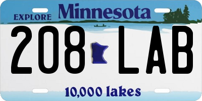 MN license plate 208LAB